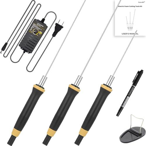 Hot Wire Foam Cutter Kit, 3-in-1 Electric Styrofoam Cutter with 3Pcs Hot Cutting Pen (4, 6, 8), 9-36W Adjustable Voltage Controller, for Cutting, Detail Handling, DIY Crafts