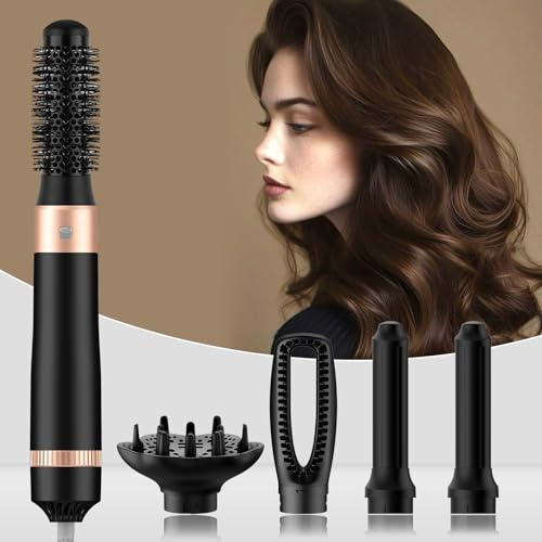 INMTFEI Hair Dryer Brush,5 in 1 Hair Styler,Auto-Wrap Curlers,Multi Hair Styler with Air Curlers Volumizer Straightening Brush Hairdryer Diffuser,Hot Air Styler, Hot Hair Brush Wrap Dryer Set(Black)