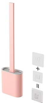 Brosse WC et support en silicone rose