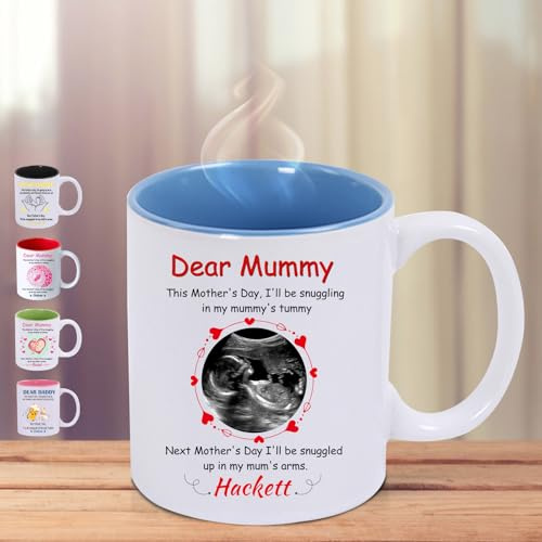 FENGHUO Tazza da caffè personalizzata da 13 oz, Foto/logo/testo ecografico personalizzato, Tazza in ceramica personalizzata, Regalo per il fidanzato, la fidanzata