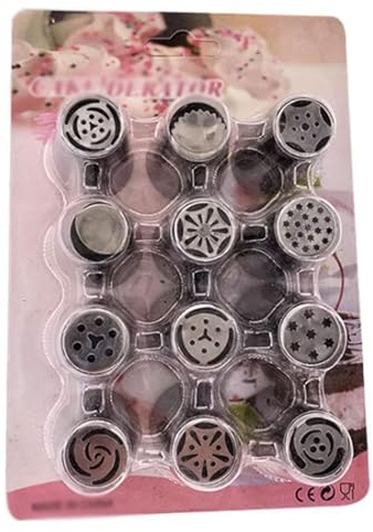 esmen 12-Piece Jumbo Russian Piping Nozzle Set Baking Decorating Supplies Large Stainless Steel Flower Tips for Cakes Puff Pastry