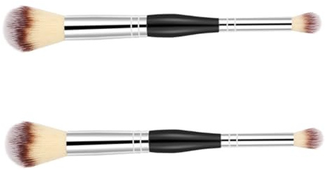 Ipetboom Doppelseitiges Make Up Pinselset 2 Stück mit Weichen Fasern für Frauen Großer Puderpinsel und Contouring Brush für Tägliches Schminken