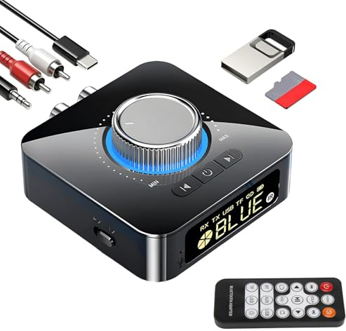 Bluetooth 5.4 Receiver for HiFi,Bluetooth TV Adapter with Volume Control with LED Display Double Connection Receiver 3.5mm Aux RCA for PC Mac Tablet Smartphone AV Receiver AptX HD Dual Pairing