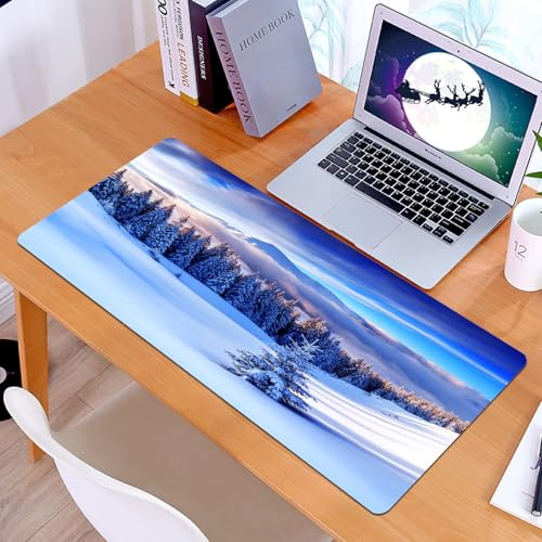 KDWJS Alfombrilla para ratón Speed Gaming XXL 90x40 cm - Base para Mesa - Mejora la precisión y la Velocidad - Resistente - Cebollas de Invierno, Paisaje Invernal Surrealista con Altos Picos de Monta