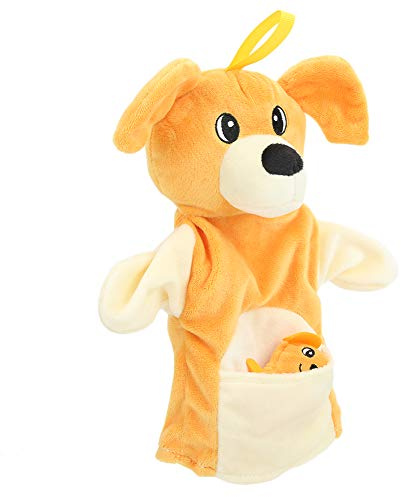 Annadue Fingerpuppen-Spielzeug, Ärmelpuppen, Tier-Handpuppe, Baby-Plüsch, Lernspielzeug für Babys (Gelber Hund)