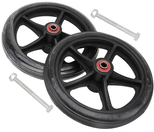 HOLIDYOYO Lot de 2 Roues pour Fauteuil Roulant Manuel de 7 Pouces, Roues en Caoutchouc Polyuréthane Silencieux et Souple, Pneus Pleins, Adaptées aux Surfaces Variées Usage Quotidien