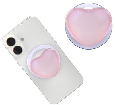 Weenwill Magnetic for Phone,Cute Pink Heart Shape Phone Grip with Expandable Kickstand,Secure Holder for Magnetic Cases,Compatible with Tablets,Wireless Charging,Pink