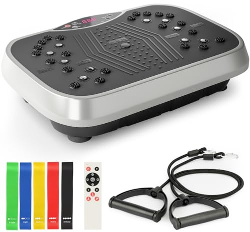 Vibration Plate Exercise Machine for Lymphatic Drainage, 120-Level Vibrating Platform Machine for Weight Loss/Body Workout, with Resistance Bands Home Gym Fitness Shake Plate with Resistance Bands