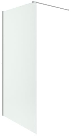 Parete Doccia Walk-In 140 cm Keros, Vetro Temperato 8mm Anticalcare, Profilo Alluminio Nickel Spazzolato, Altezza 200 cm, Installazione Reversibile Dx/Sx con Barra Stabilizzatrice