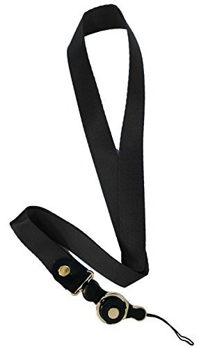 KP TECHNOLOGY [Neck Lanyard] (Split Ring_ for Mobile Cell-Phone, Camera, USB Flash Drive, Key, Keychain, ID Name Tag Badge Holder (BLACK)