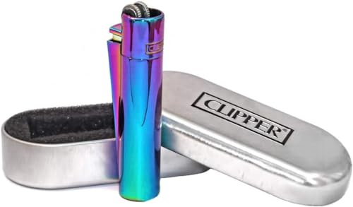 Sale! Clipper Original Metall Feuerzeug Regenbogen, Icy Metal mit Geschenkbox