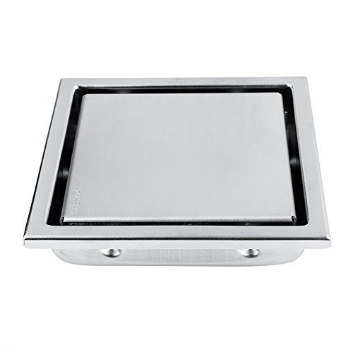 Canalina per Doccia, Argento Quadrato Scarico a Pavimento in Acciaio Inox, Scarico per Doccia Antiodore, Design Invisibile, per la la Sala da Bagno, in Garage e Del Sottosuolo