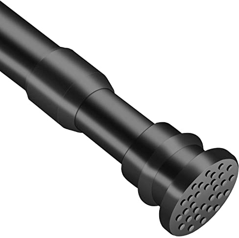 QILERR Utdragbar gardinstång 84-150 cm justerbar spänning duschdraperi skena ingen borrning tunga teleskopiska spänningsstänger för gardiner, fönster, dörr, badrum, garderob, diameter 22 mm, svart