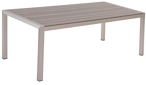 Beliani Outdoor Modern Gartentisch 6 Personen Grau Aluminium 180 x 90 cm Vernio
