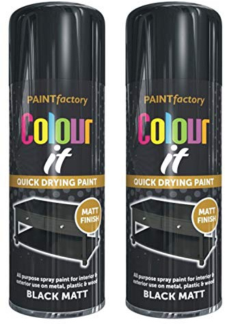 Life Necessities, Spray Paint - 2 x 400 ML, Black Matt, Waterproof, All-Purpose, Washable, Indoor/Outdoor, for Wood, Metal, Plastic - Pack of 2