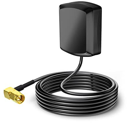 Eightwood Car GPS Antenna Right Angle SMA Male Magnetic Base Waterproof Active GPS Aerial 3 meters RG174 for GPS Navigation System Module Marine Boat Car DVR GPS Tracker Car Stereo Head Unit