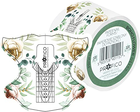 PROFICO Nagelschablonen Modellier-Schablone selbstklebend Nagelschablonen Nagelverlängerung Modellier-Schablone Selbstklebend 100 Stück Boho Flower Papier