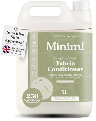 Miniml Eco Fabric Softener & Conditioner 5L Refill – Tropical Coconut | All Natural Softener – Sensitive Skin Care – 100% Vegan & Cruelty Free – 250 Washes