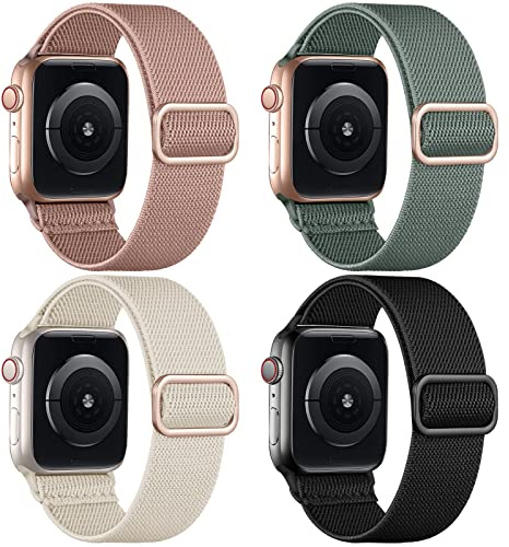 Oielai 4 Pack Bracelets Compatible avec Bracelet Apple Watch 44mm 45mm 46mm 42mm 49mm Femmes Hommes, Band en Nylon pour iWatch SE Series 11 10 9 8 7 6 5 4 3 2 1 Ultra SE 3