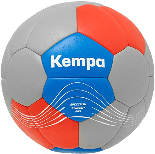 Kempa Spectrum Synergy Pro Pallamano Spielball und Trainingsball mit einzigartiger 30-Panel-Konstruktion - Ball für Kinder und Erwachsene, grigio freddo/blu scamosciato, 2