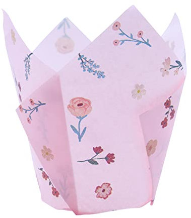 24 PME Fogli di carta per muffin a forma di tulipano, Fiori isolati