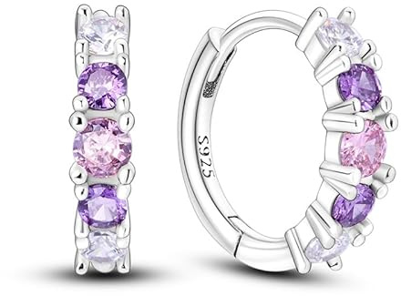 QIKAOLA 925 Sterling Silber Ohrringe für Frauen bunte kleine Hoop Huggie Ohrringe