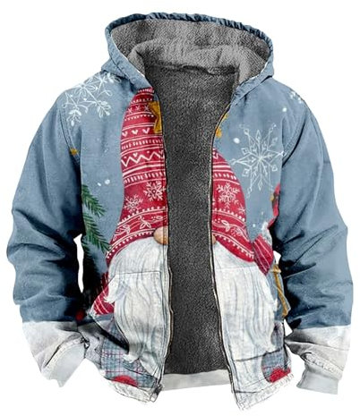 KONG JIMFAN Winterjacke Herren Zip Hoodie Herren Y2k Regenhut Winter Jacket Men Jacke Ohne Ärmel Sakko Herren Schwarz Herren-Westen Fahrrad Jacke Für Herren Männer Jacken Winter(Blue,5XL)