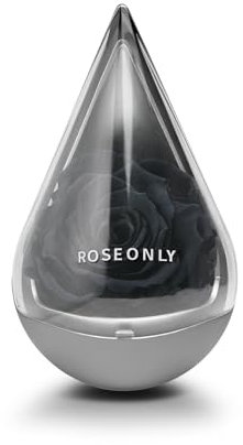 roseonly. Ewige Rose, Konservierte Rosen Stehauf, Infinity Rote Rose Tropfenform, Geschenke für Frauen zum Geburtstag, Valentinstag, Weihnacht, Muttertag, Jubiläum (Schwarz)
