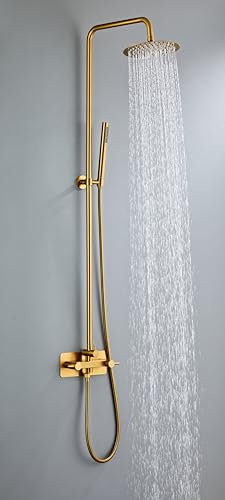 Doccia da Giardino Esterno Completo in Acciaio Inossidabile | Doccia da Esterno di Alta Qualità per Giardino | Miscelatore Termostatico, Doccetta, Funzione Anticalcare | Acqua Calda e Fredda | Ottone