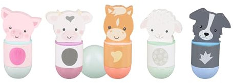 Farm Animals Wooden Skittles - Farmyard Bowling Set Skittles Game for Kids, Indoor and Garden Toys - Wooden Toys for 2 Year Olds, Toddler - Early Development & Activity Toys by Orange Tree Toys