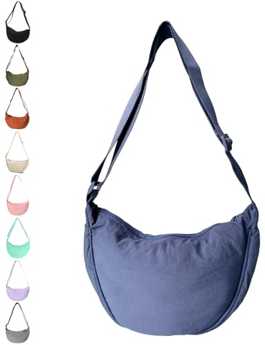JENCVNL Bolsa Media Luna de Nylon para Mujer, Bolsa Dumpling Hobos Crossbody Bolsa Dumpling Crossbody con Correa Ajustable para el Hombro Bolsa de Pecho para Uso Diario (azul)