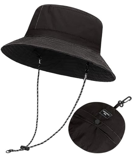 Rayson Fischerhut Herren Wasserdicht Sonnenhut Regenhut Unisex Damen Anglerhut Verstellbarer UV Schutz Bucket Hat Faltbar Sommerhut Damen Herren(Schwarz, Einheitsgröße)