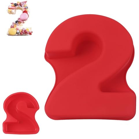 QEEYON Silicone Cake Mold 10 Inch Large Number Cake Mold for DIY Birthday Wedding Anniversary Baking Mold BPA Free Non Stick (Number 2)