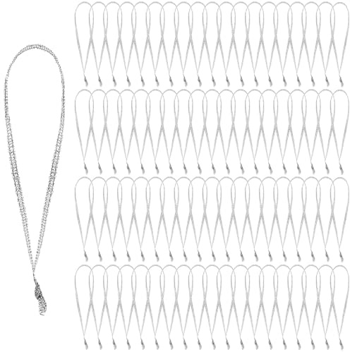 JUNEBRUSHS Weihnachtsbaum Aufhänger, 300 Stück Handgebundene Weihnachtsornament-Schnüre Ornament-Bandschlaufen Dünnes Band für Ornamente Weihnachtsbaum Haken (Silber)
