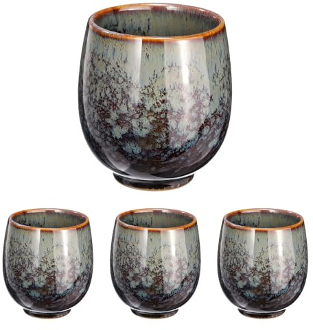 sourcing map Lot de 4 tasses à thé chinoises en céramique 153,4 g traditionnelles Gong Fu sans poignée pour maté, thé, café, vin, boissons, bleu saphir