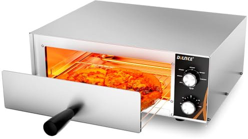 DULNICE Horno eléctrico para pizza 1500W,Acero Inoxidable con 30 Minutos Temporizador, Rango de Temperatura 50-300℃, Ideal para Familia y Comercio