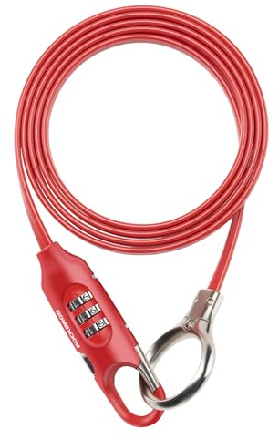 ROCKBROS 5FT Bike Lock Cable with Preset Combination Lightweight Versatile & Weatherproof Security Bike Lock Red