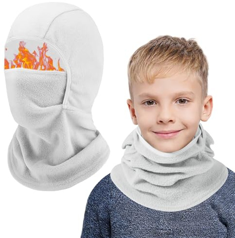 AYPOW Passamontagna in Pile Termico Bambini 4-13 Anni, Invernale Multifunzione Antivento Caldo Maschera da Sci da Ciclismo, Berretti Cappello con Scaldacollo per Ragazzi Ragazze Sport all'Aria Aperta