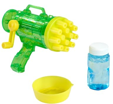 Bubble Fun Seifenblasenpistole mit Kurbel, handbetrieben, 30ml Lauge, erzeugt viele Seifenblasen, 14x12cm, ab 3 Jahren