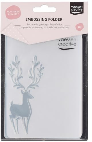Vaessen Creative Prägeschablone Rentier in Ecke 14,6 x 10,7 cm – Embossing Folder für Karten Basteln, Scrapbooking, Journaling – Wiederverwendbar, Präzise Ergebnisse, Für Stanzmaschinen