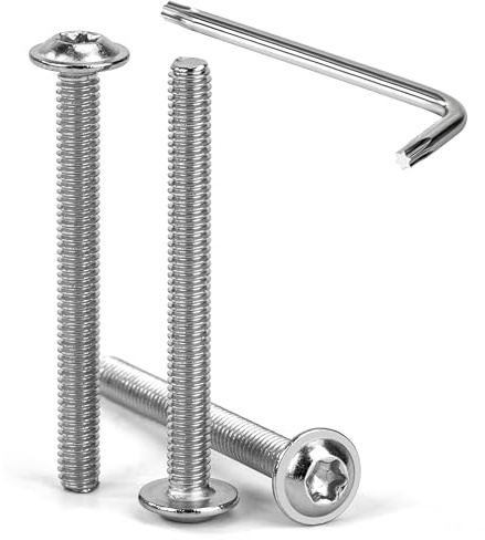 Tunejoy M4 x 40 mm Tornillos de Cabeza Alomada Torx con Brida Tornillo de Cabeza Hexagonal de Acero Inoxidable A2 V2A Tornillos Máquina con T20 Allen Rosca Completa 30 Piezas
