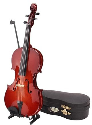 FELTECHELECTR Miniatur Violin Modell Ständer Und Bogen Dekoratives Musikinstrument Für Tisch Fotografie Requisiten
