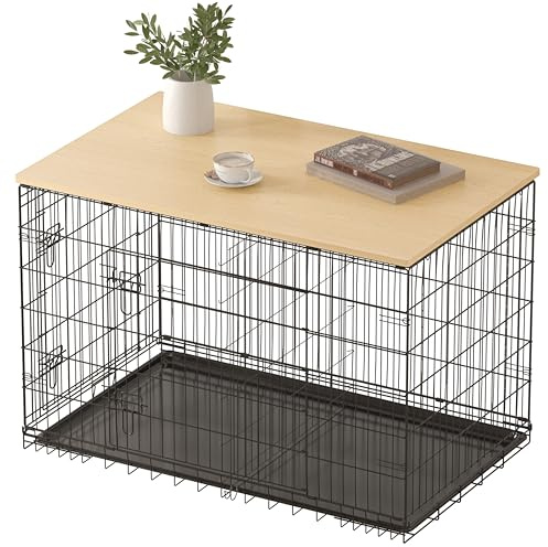 Piskyet Hundekäfig-Aufsatz, Holz-Arbeitsplatte für 121,9 cm, 107,7 cm, 91,4 cm, 76,2 cm, 61 cm, Hundekäfig-Abdeckung, Hundehüttenaufsatz (Kiste nicht im Lieferumfang enthalten) (Originalholzfarbe, für