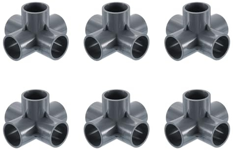 QUARKZMAN 1 Conexiones de PVC, 6 Piezas Conector de Codo de 5 Vías Conectores de PVC para Muebles Conexiones de Esquina para Suministros de Agua Muebles, Gris