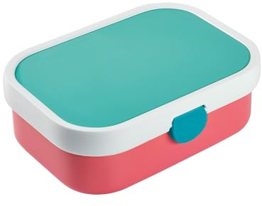 Mepal - Fiambrera Campus - Fiambrera Bento para niños - Fiambrera con compartimento bento y tenedor - Meal Prep Box con cierre de clip - Sin BPA y apta para lavavajillas - 750 ml - Rosa con tapa