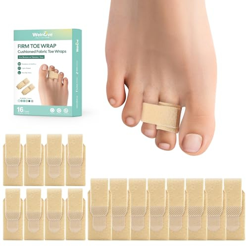 Welnove 16Pcs Hammer Toe Straightener, Hammer Toe Splints, Toe Cushioned Bandages for Correcting Hammer Toes, Broken Toes, Crooked Toes & Overlapping Toe(Multi-Size, Firm)