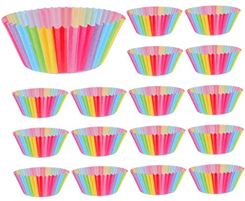 Alipis 200piezas Caja Para Hornear Cupcakes Arcoíris Moldes Para Cupcakes y Muffins Envoltorios De Papel Para Fiestas Bodas y Celebraciones