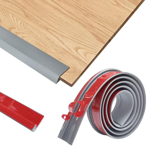 Övergångsprofil självhäftande 3 m x 3 cm, PVC övergångslist, golv, höjdskillnad 2–5 mm, tröskelramp övergångsklar, golv och matta, laminat, övergångslist för parkettgolv, trösklar (grå)