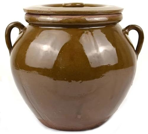 PXAMORTEL Vaso per sottaceti in Ceramica, Tradizionale Vaso di Terracotta for fermentazione in Ceramica Cinese, con Coperchio(5kg)