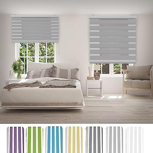 Tenda a rullo filtrante per finestre, 50 x 320 cm, kit di facile installazione, tende moderne per interni per camera da letto e cucina, colore grigio chiaro